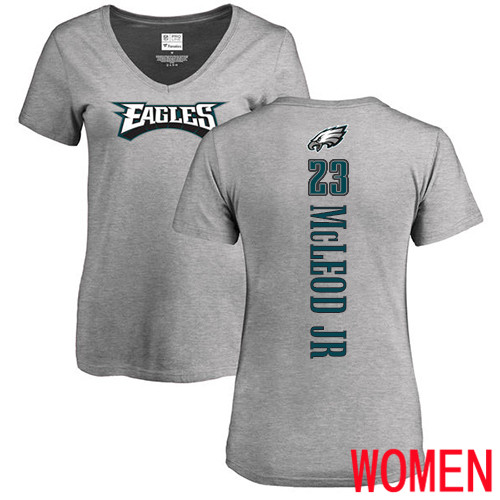 Women Philadelphia Eagles #23 Rodney McLeod Ash Backer V-Neck NFL T Shirt